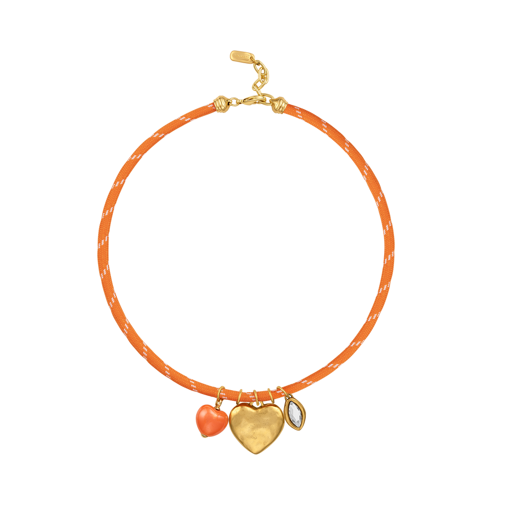 Orange Heart Paracord Necklace