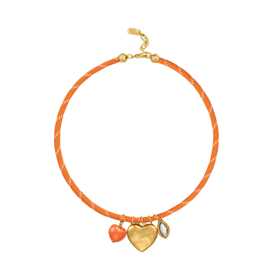 Orange Heart Paracord Necklace