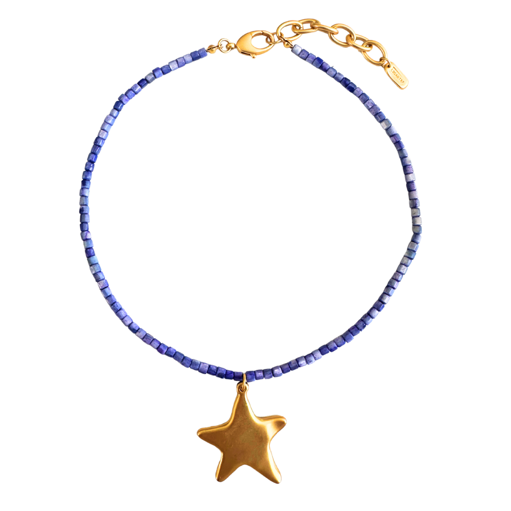 Indigo Beaded Star Necklace