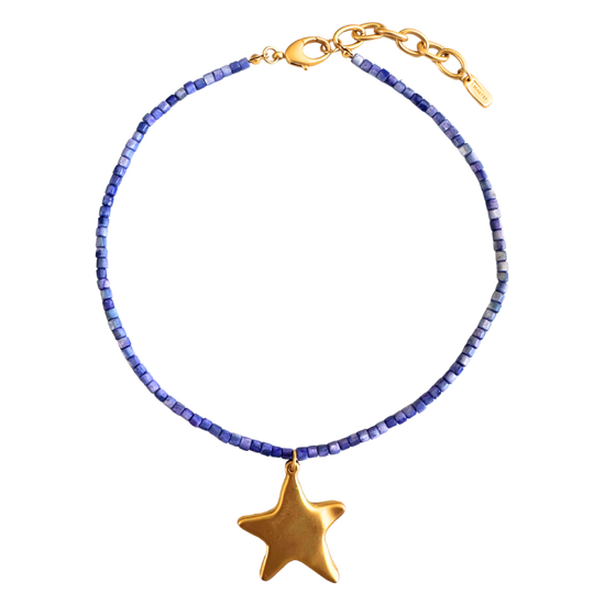 Indigo Beaded Star Necklace