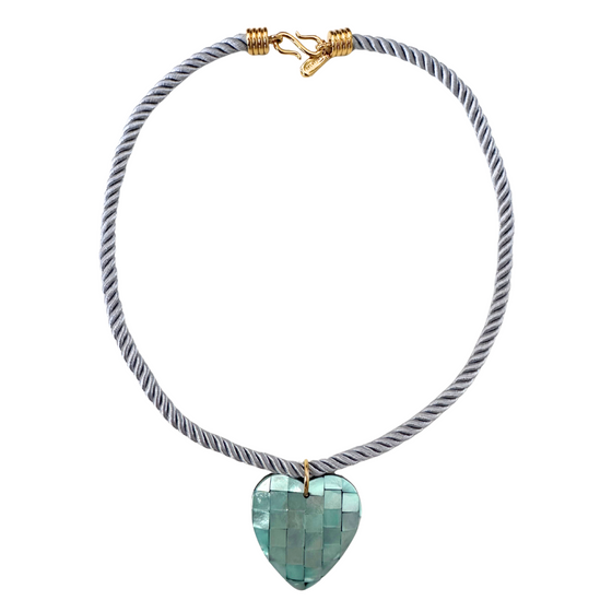 Iridescent Heart Rope Necklace