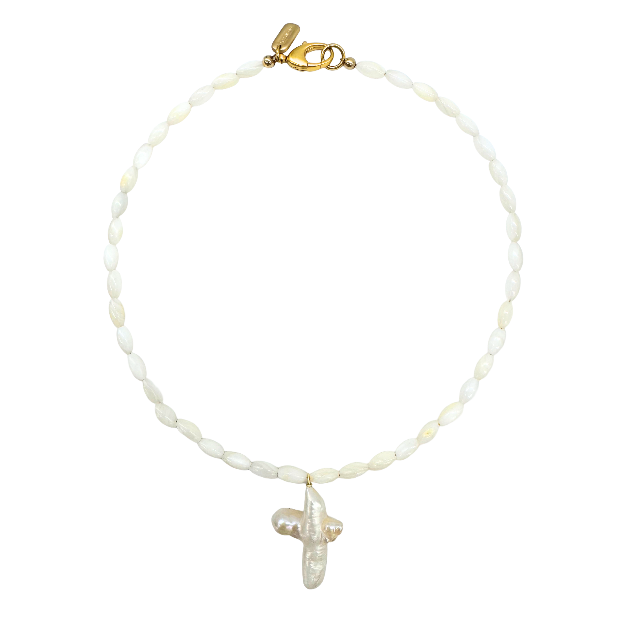 Mother of Pearl Beaded Cross Necklace