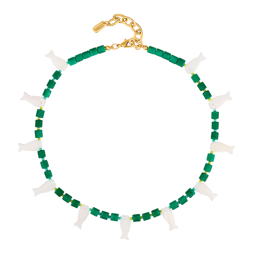 Mother Of Pearl Charm Fish Necklace