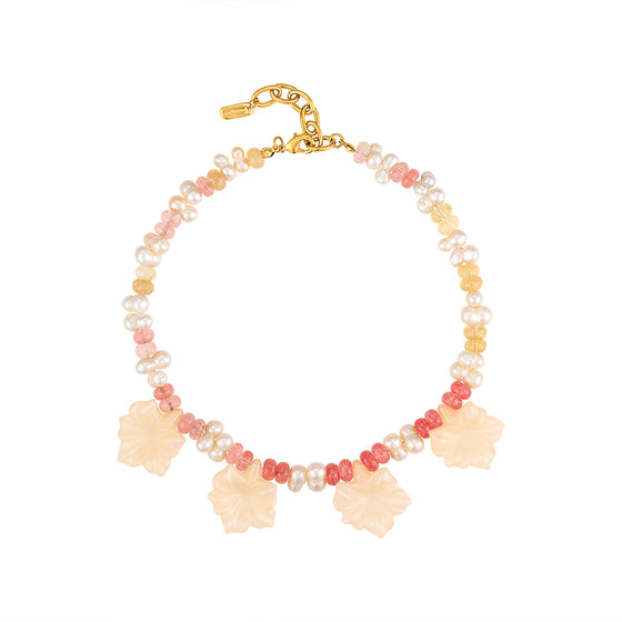 Mother Of Pearl Drop Flower Necklace