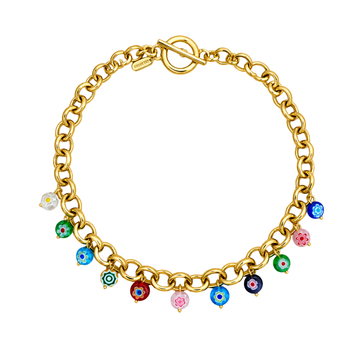 Multicolor Floral Charm Necklace