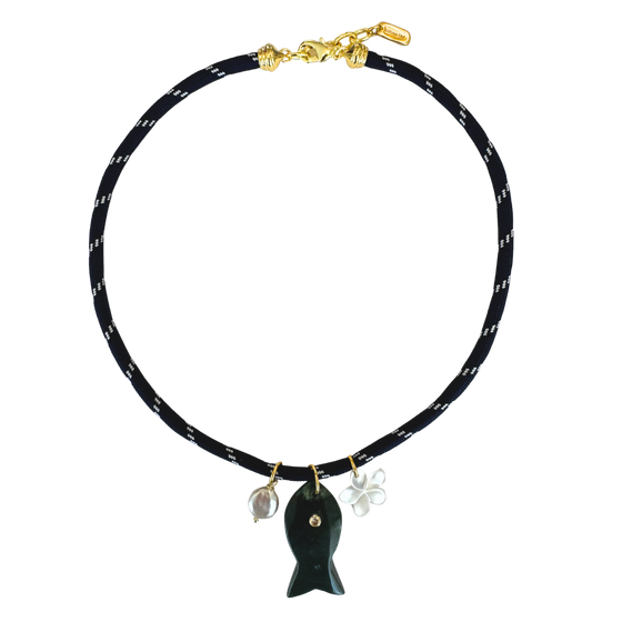 Navy Paracord Fish Necklace
