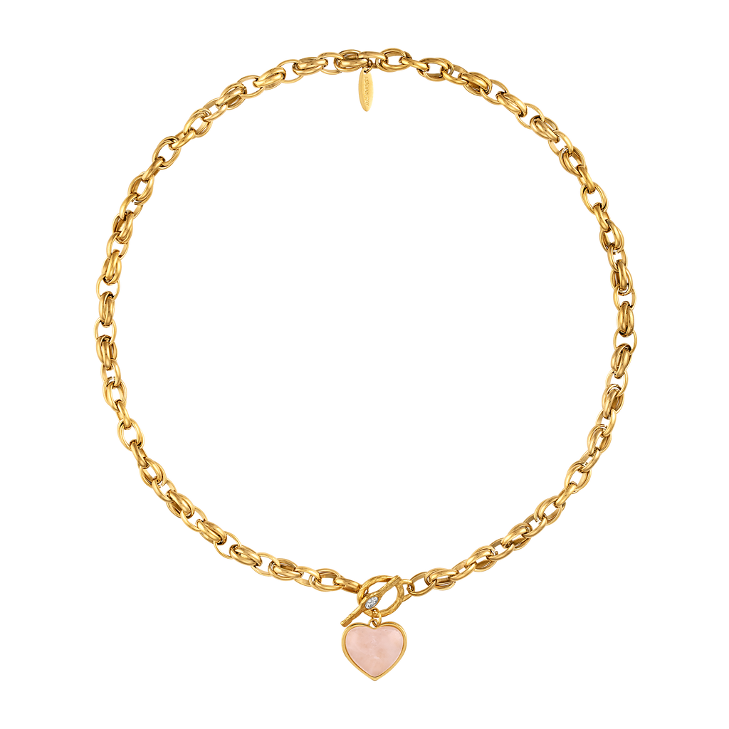 Light Pink Gemstone Heart Necklace