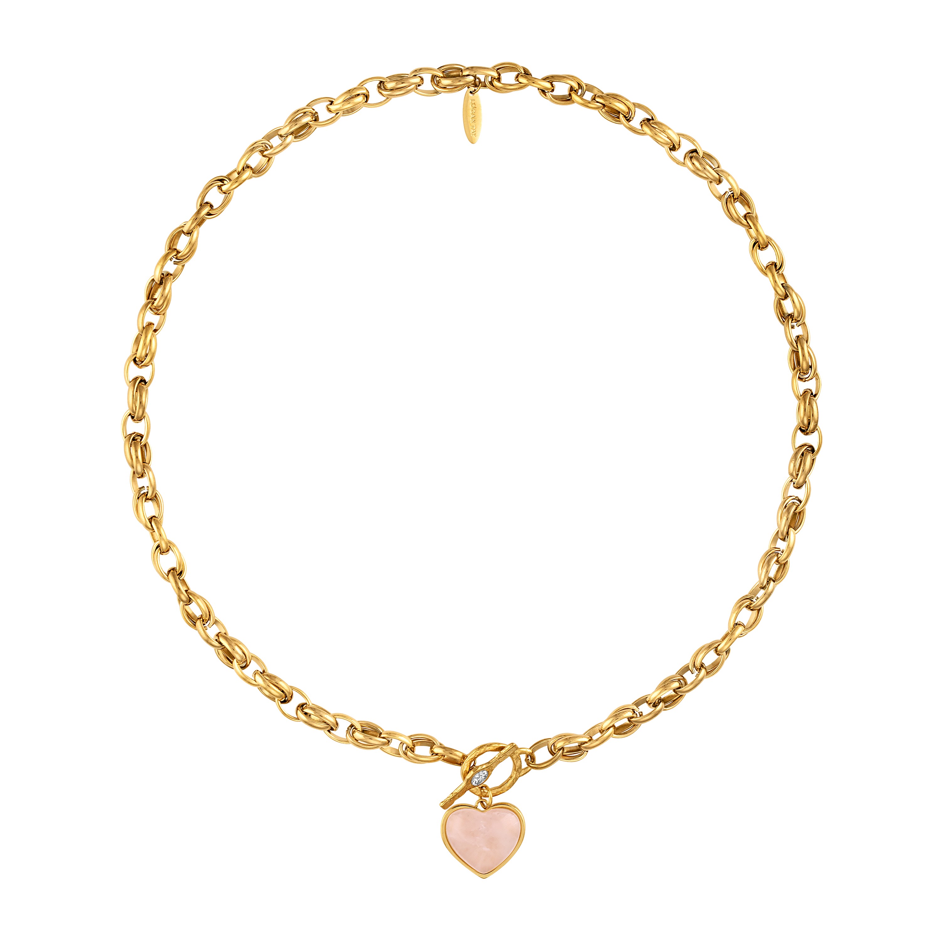 Light Pink Gemstone Heart Necklace