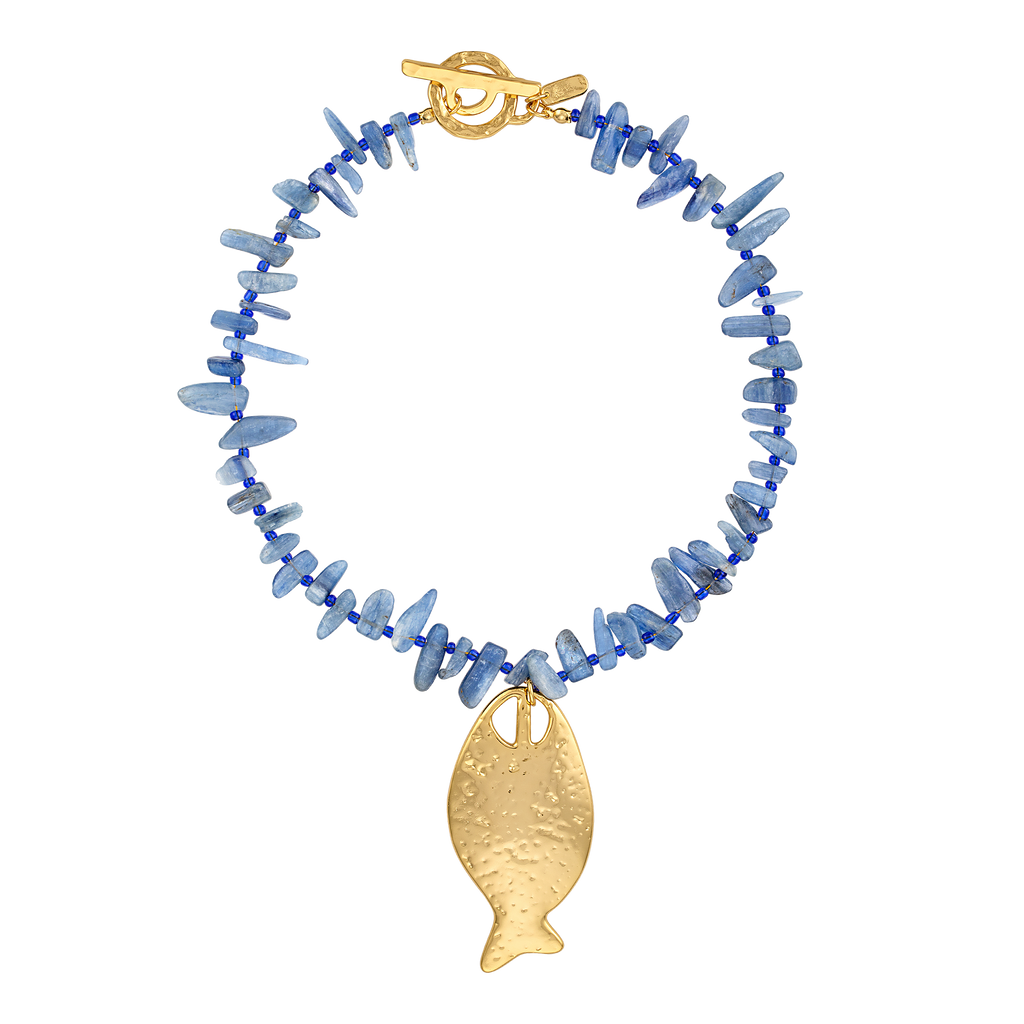 Blue Gemstone Fish Necklace