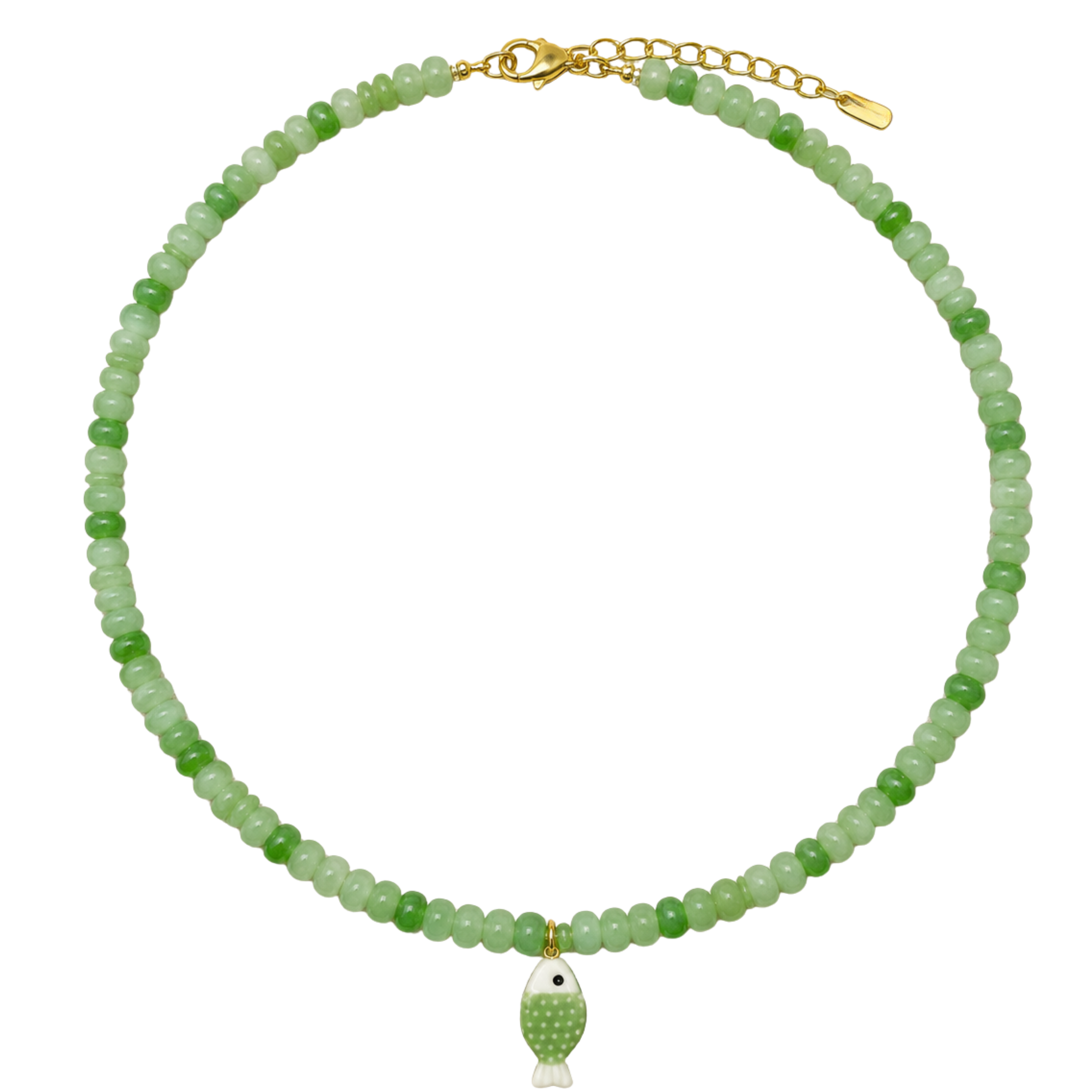 Olive Fish Beaded Necklace