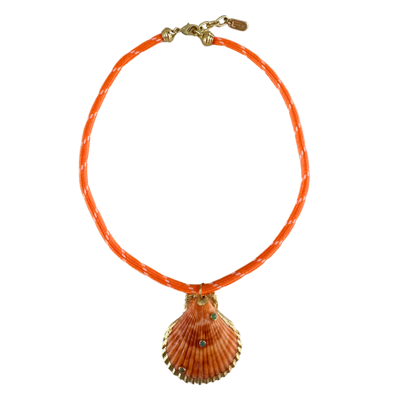 Orange Paracord Shell Necklace