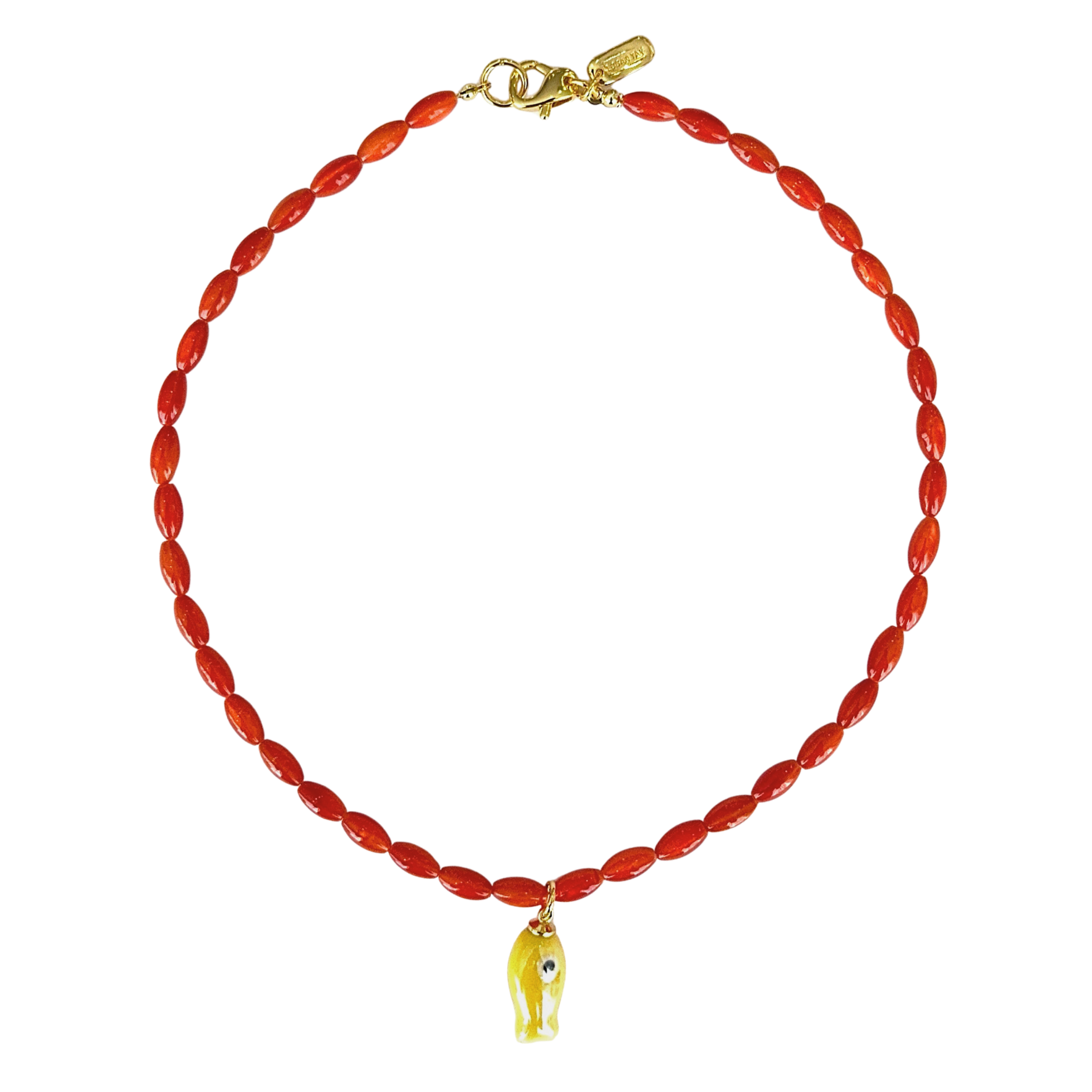 Orange Beaded Fish Necklace