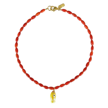  Orange Beaded Fish Necklace