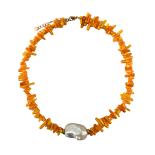  Orange Layered Shell Pearl Necklace