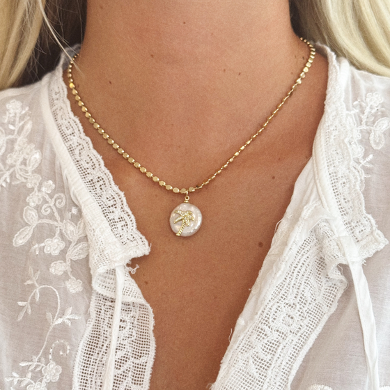 Pearl Palm Disco Necklace