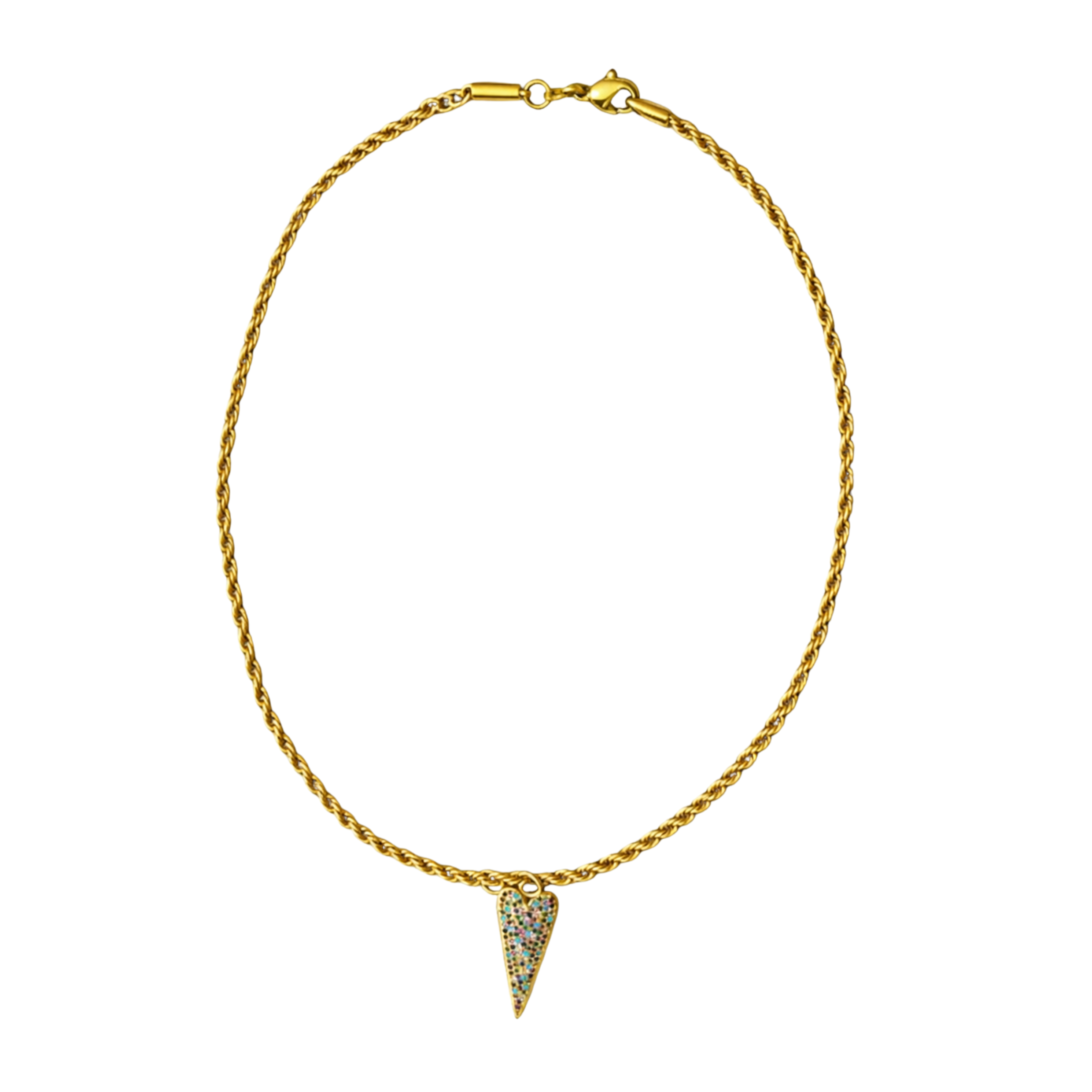 Pave Colorful Heart Necklace