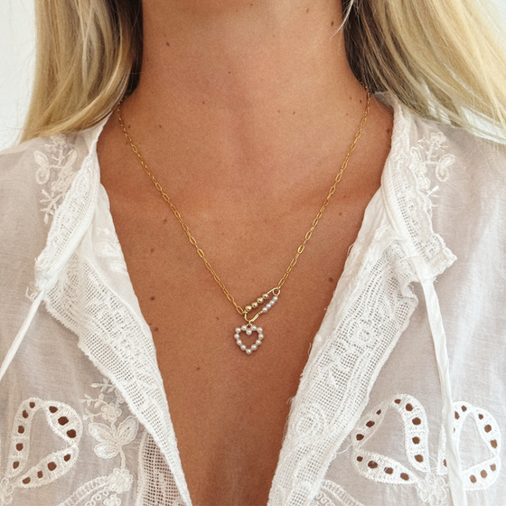 Pearl Safety Pin Necklace