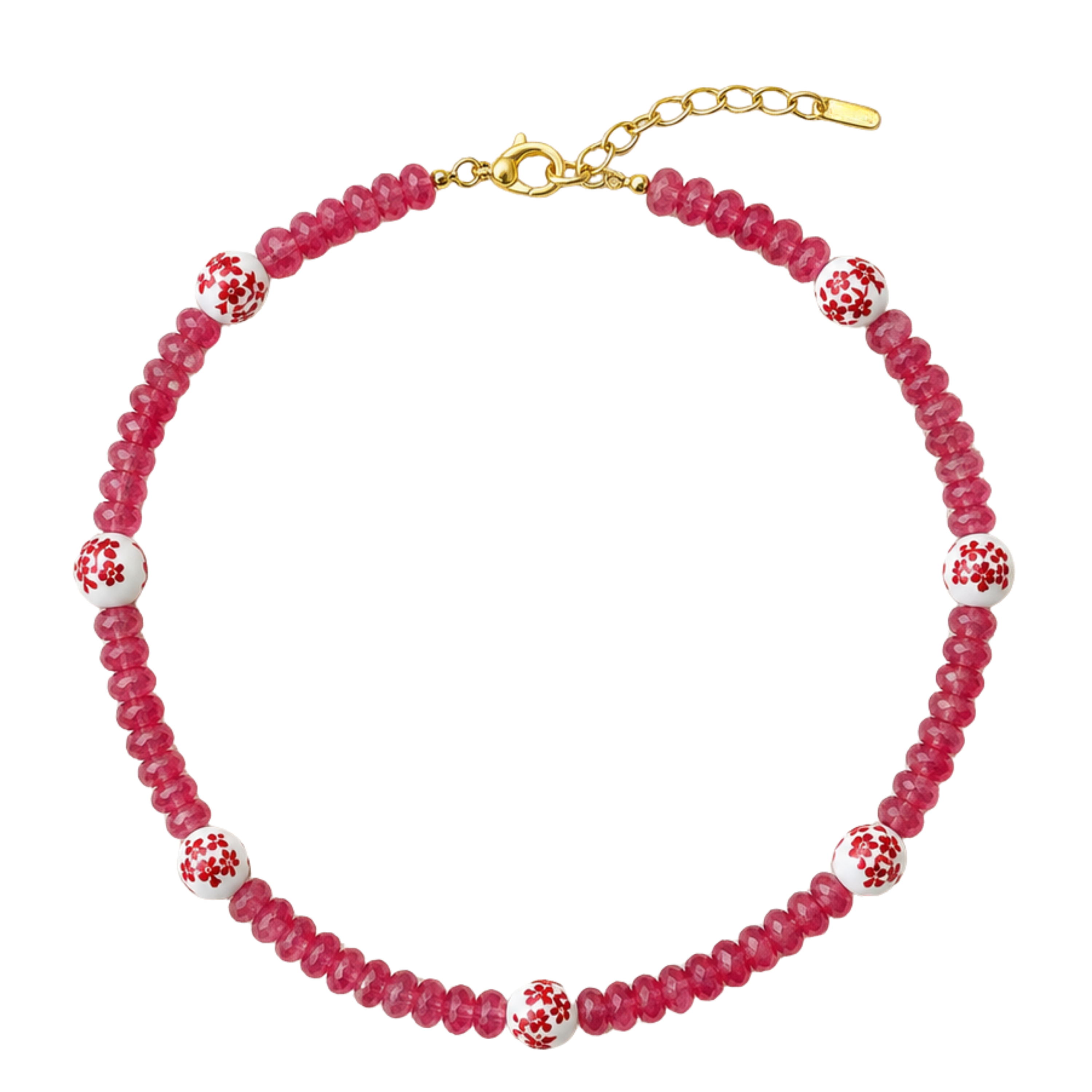 Pink Floral Beaded Necklace