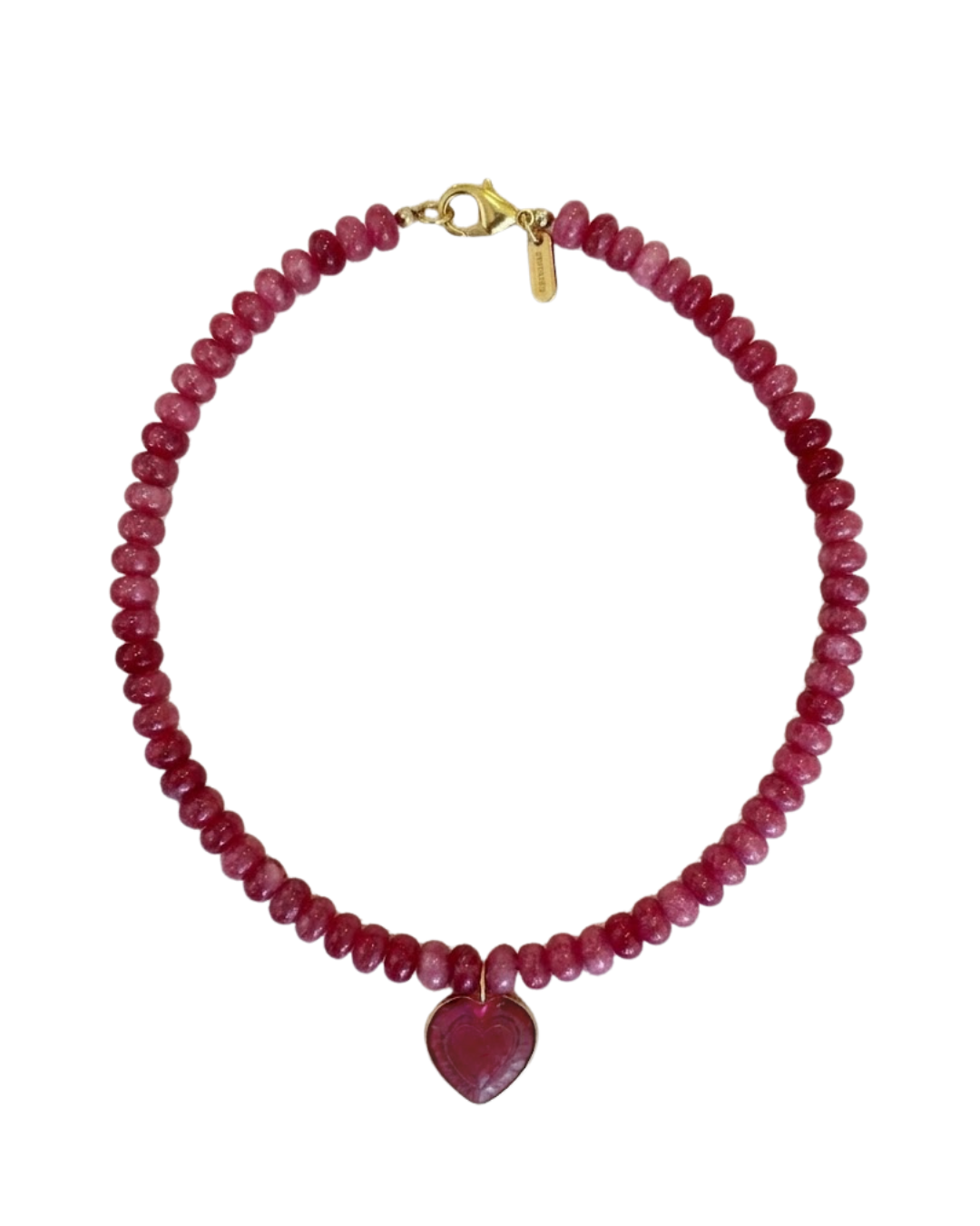 Beaded Pink Heart Necklace