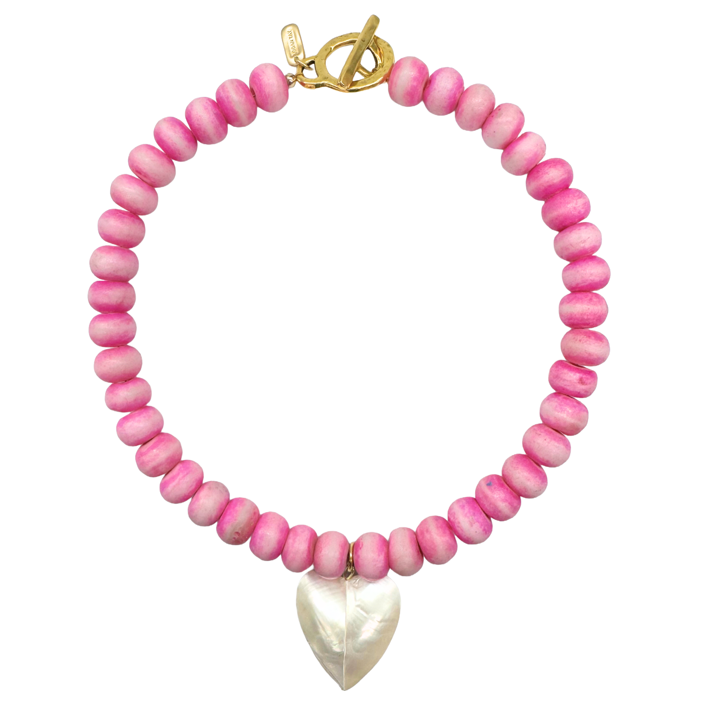Pink Beaded Heart Necklace