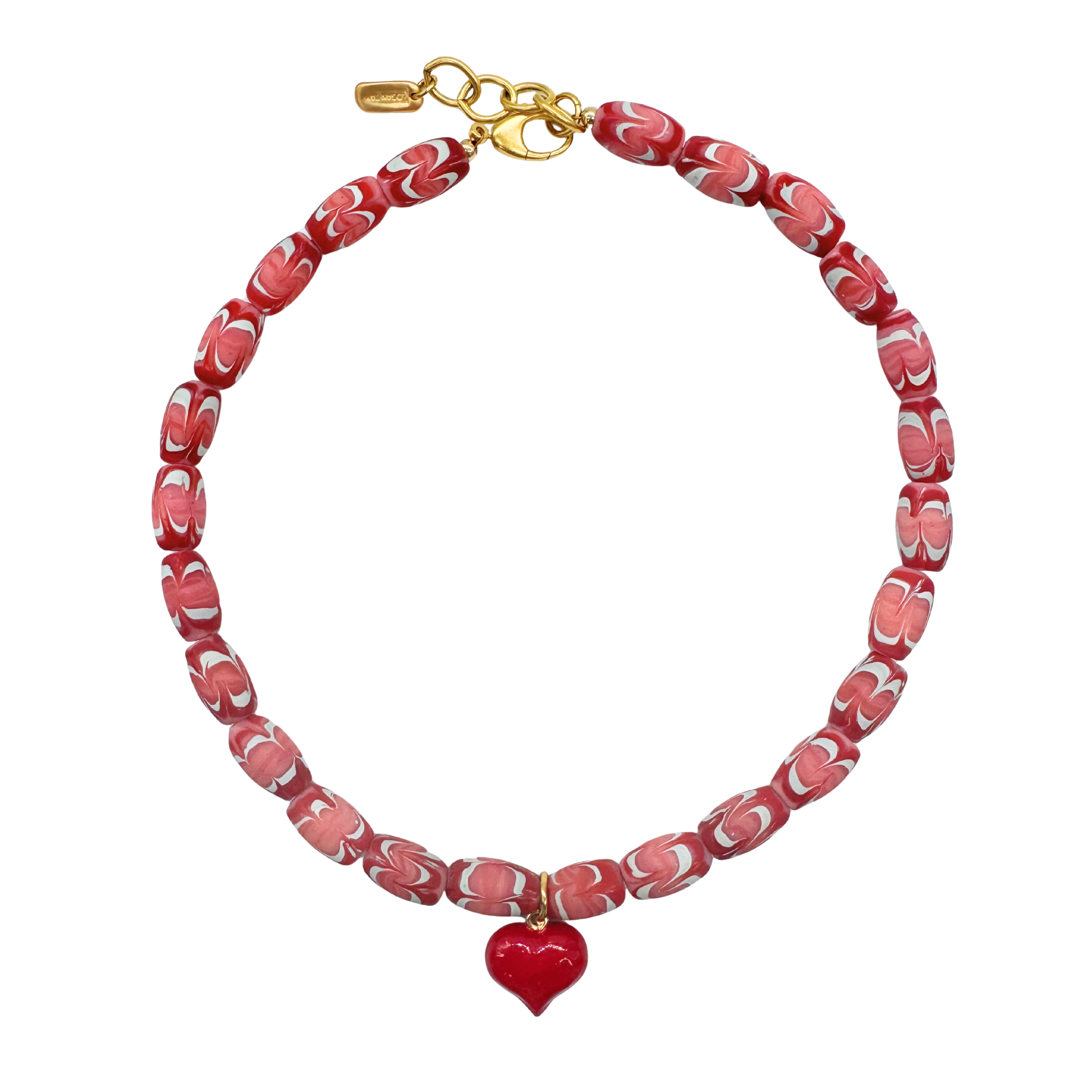 Pink Marbled Heart Necklace