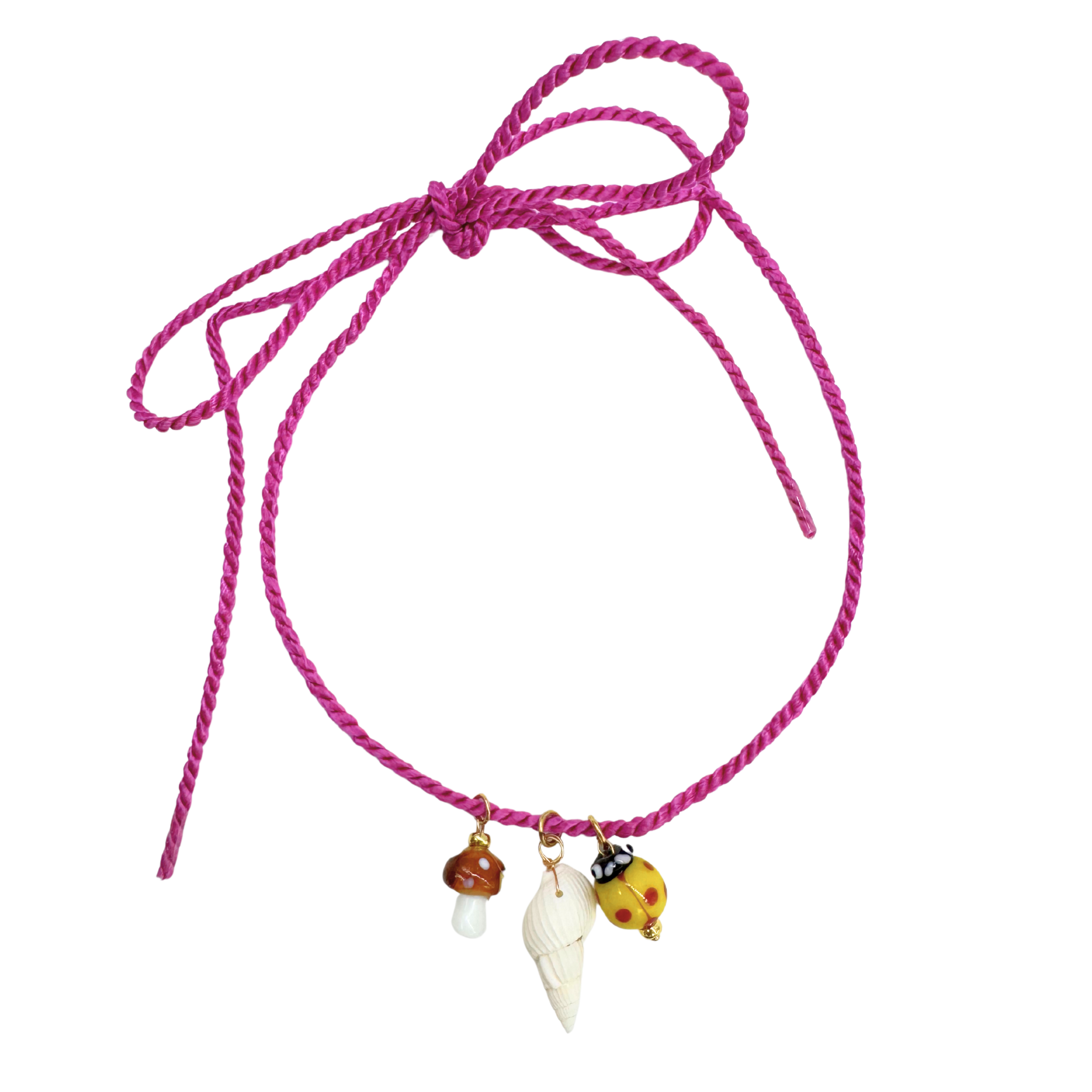Pink Rope Charm Necklace