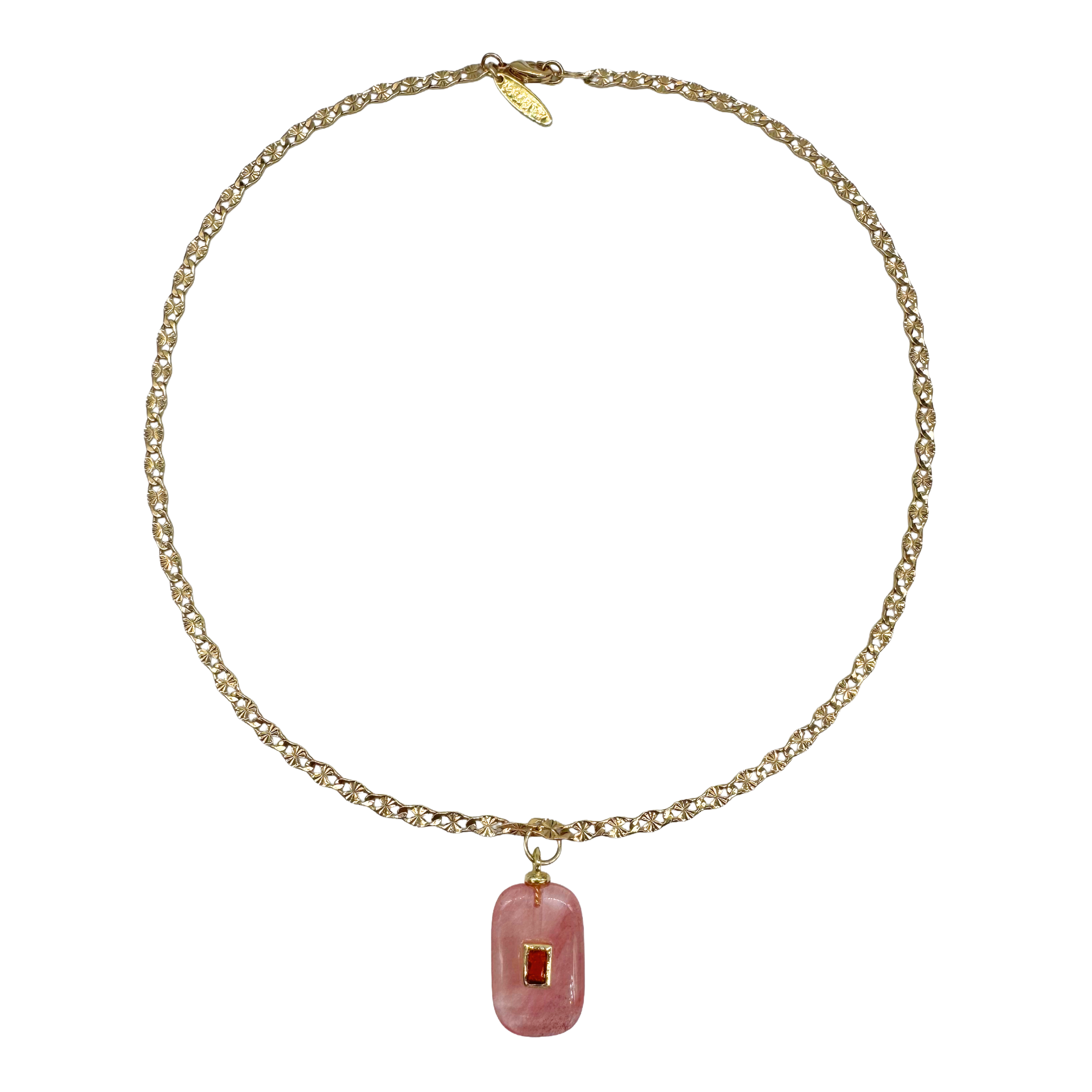 Pink Stone Chain Necklace