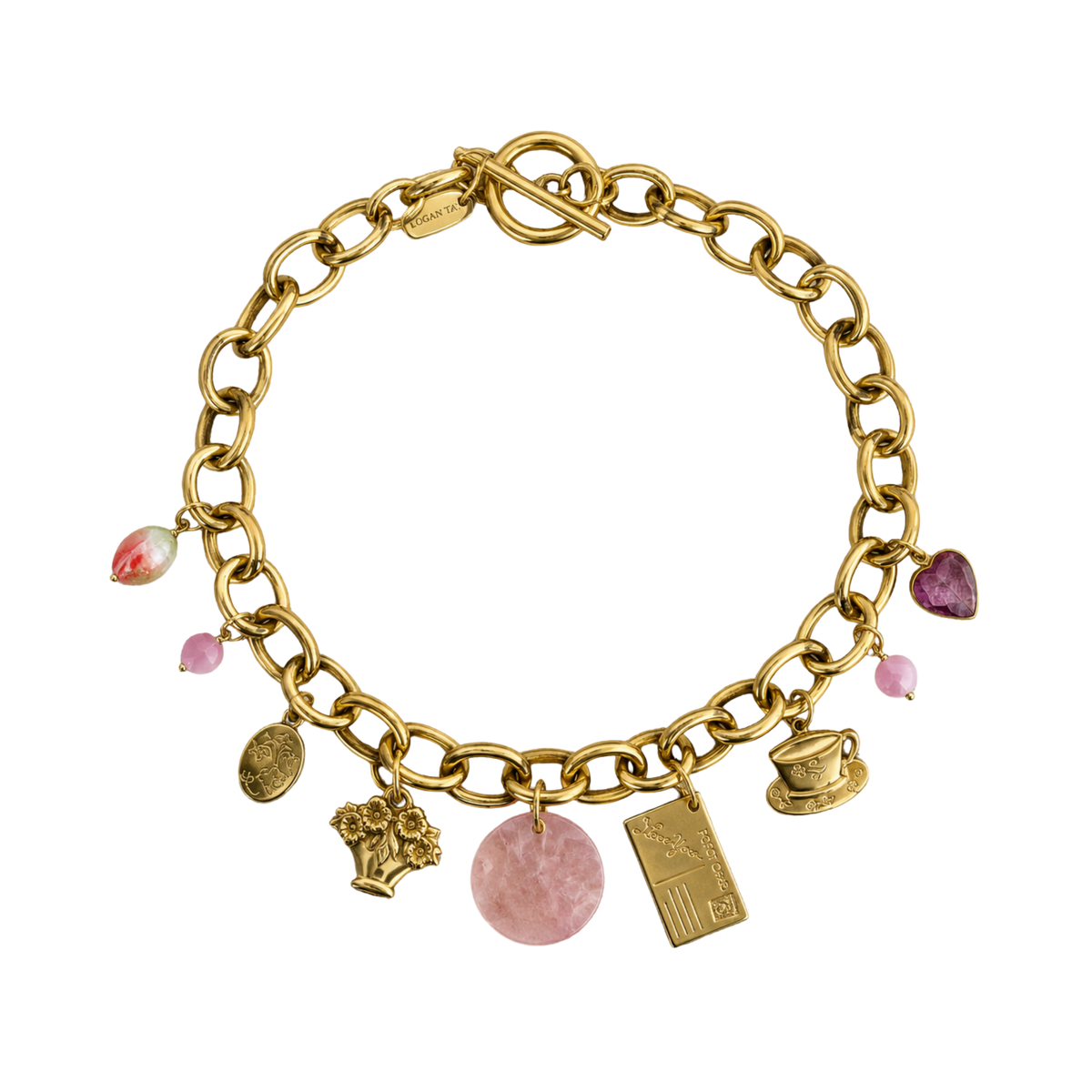 Pink & Gold Charm Necklace