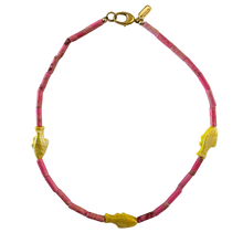  Pink and Yellow Beaded Fish Necklace