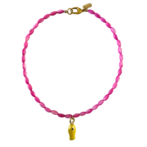 Pink Beaded Fish Necklace