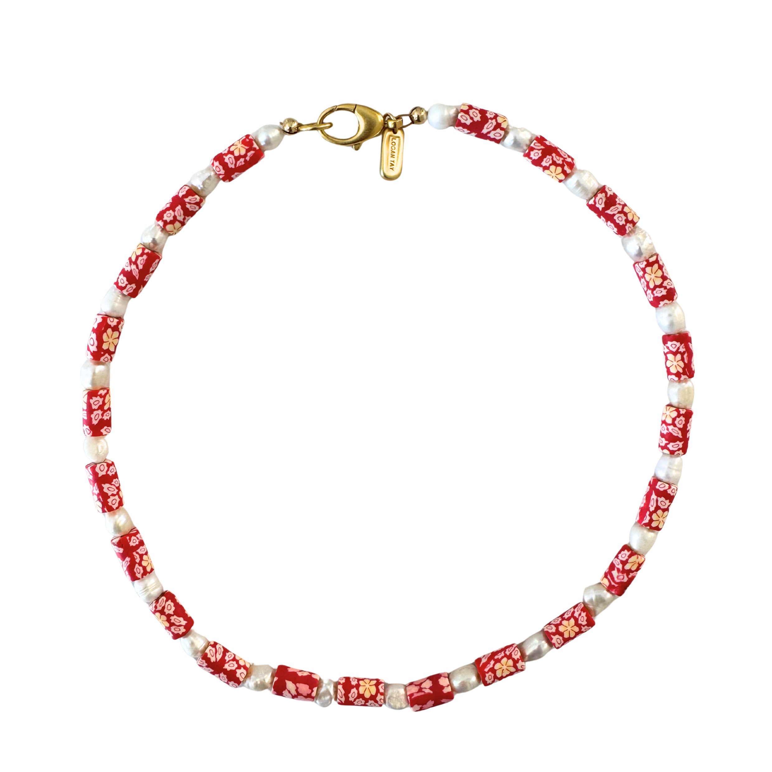 Pink Floral Pearl Necklace