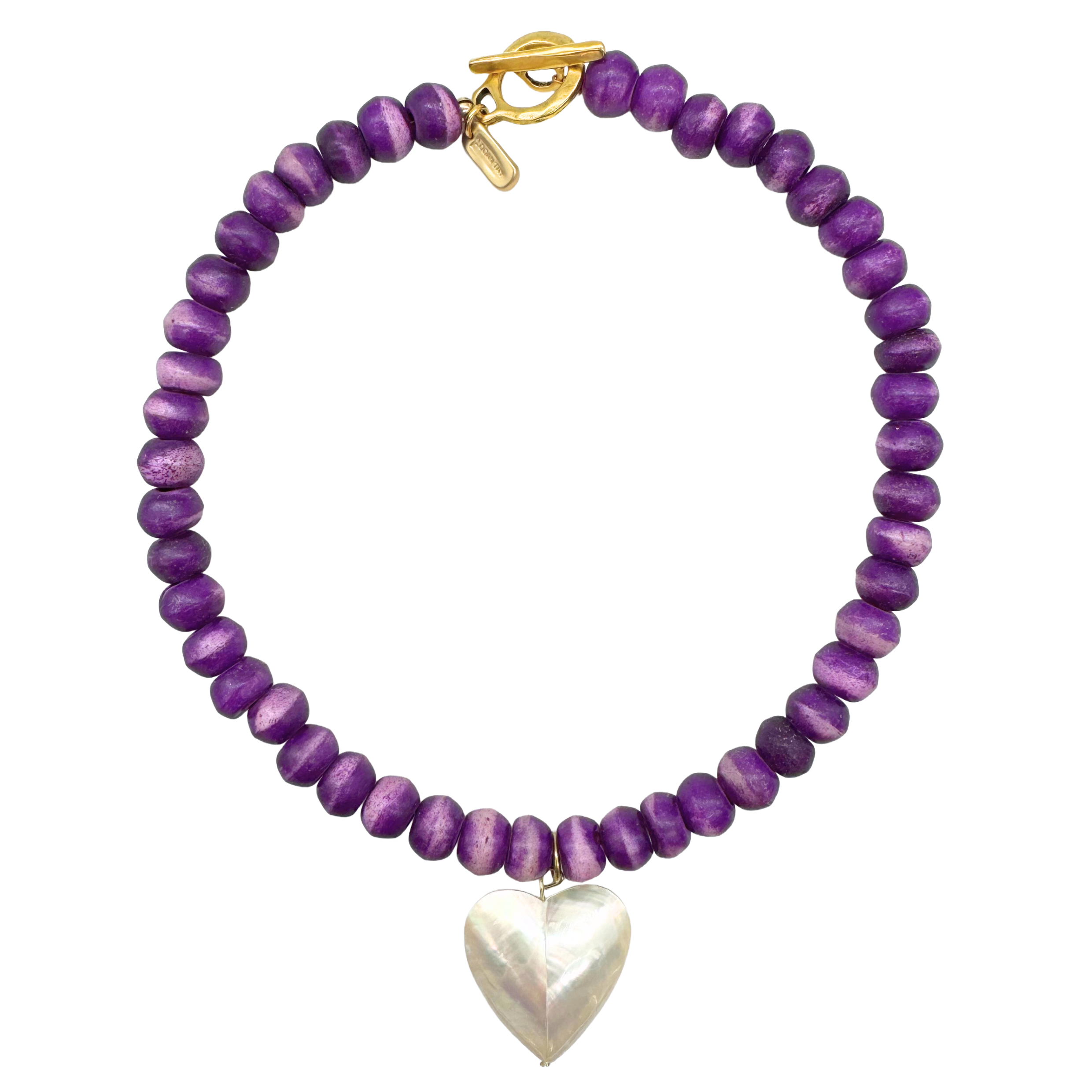 Purple Beaded Heart Necklace