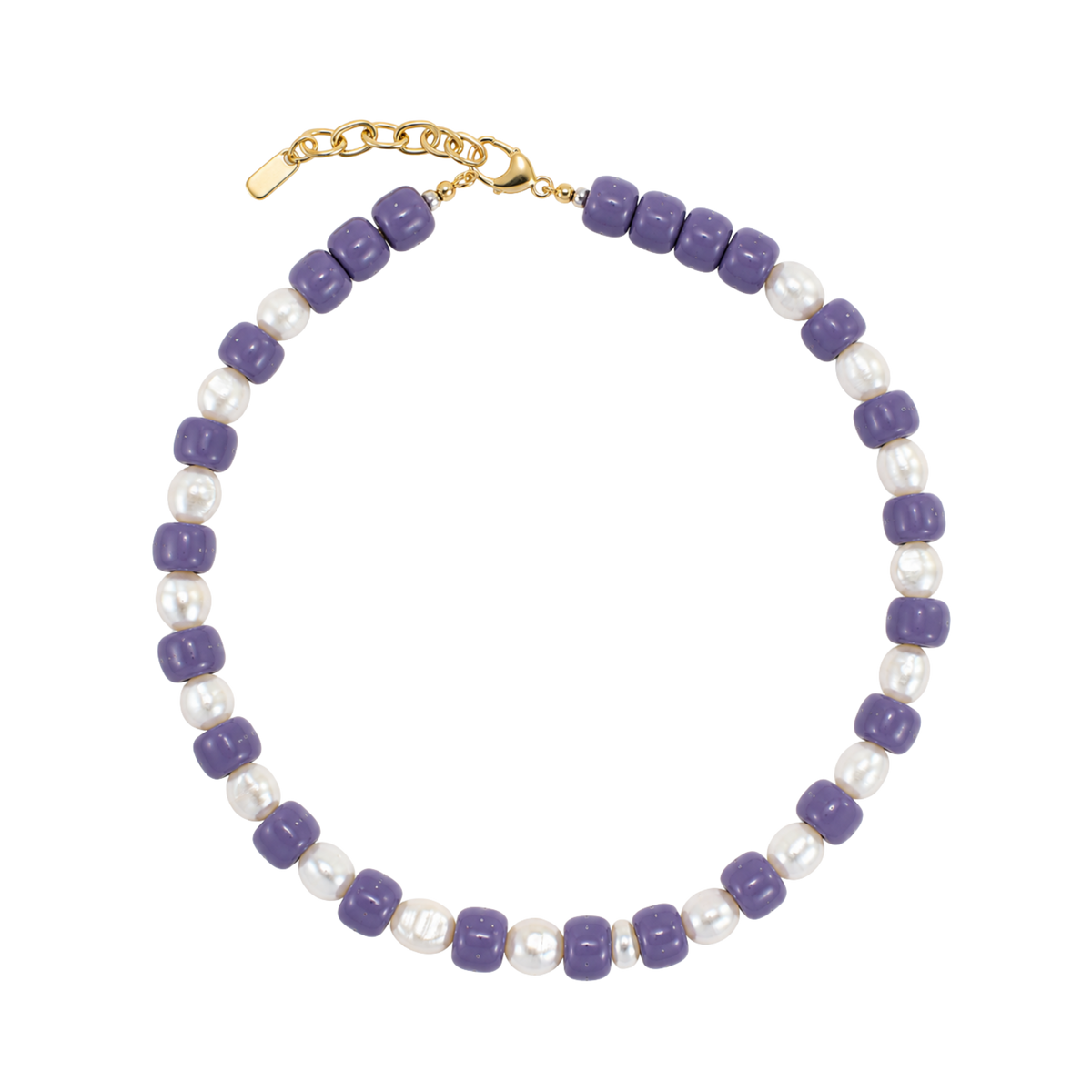 Purple Beaded Pearl Necklace