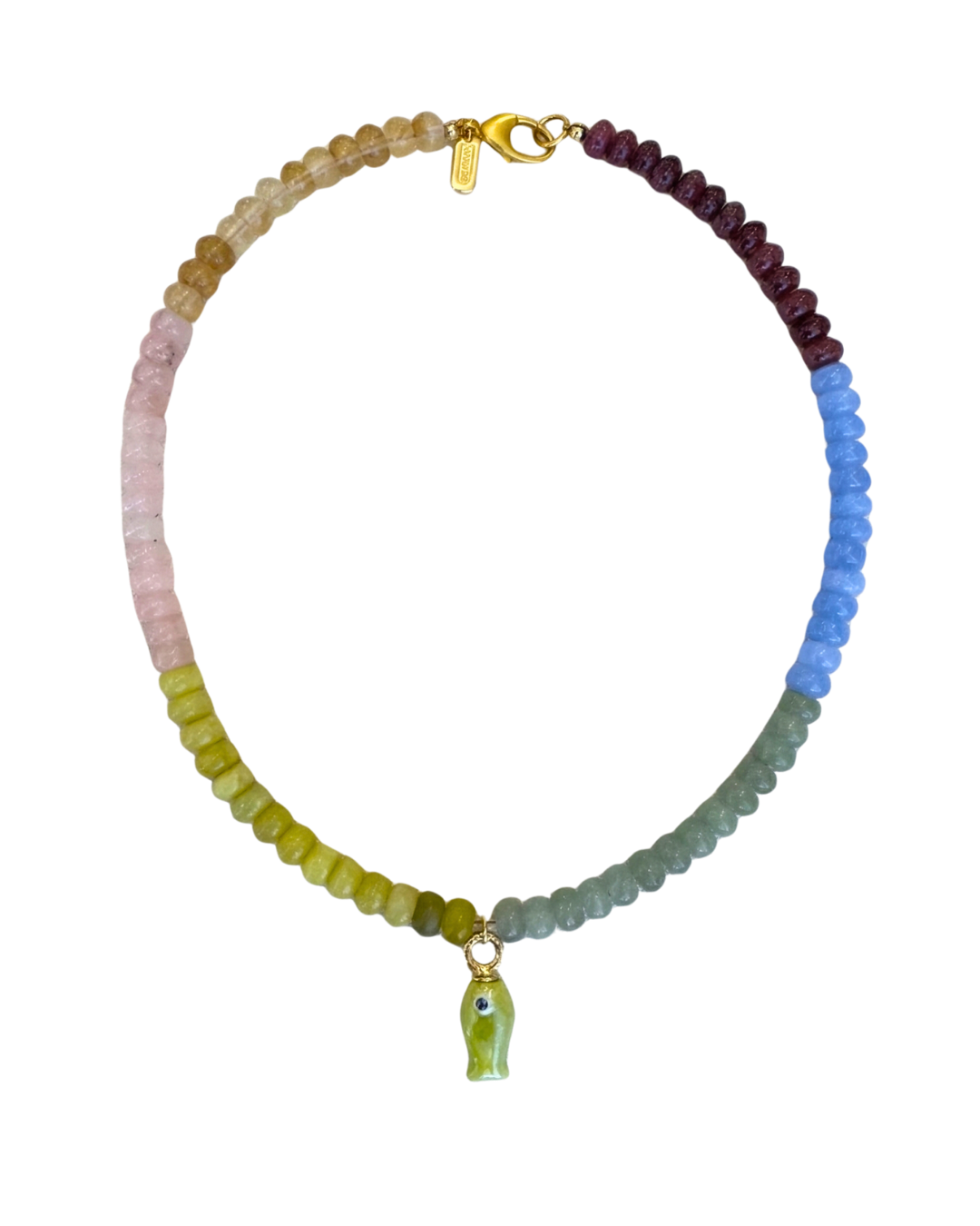 Rainbow Beaded Fish Necklace