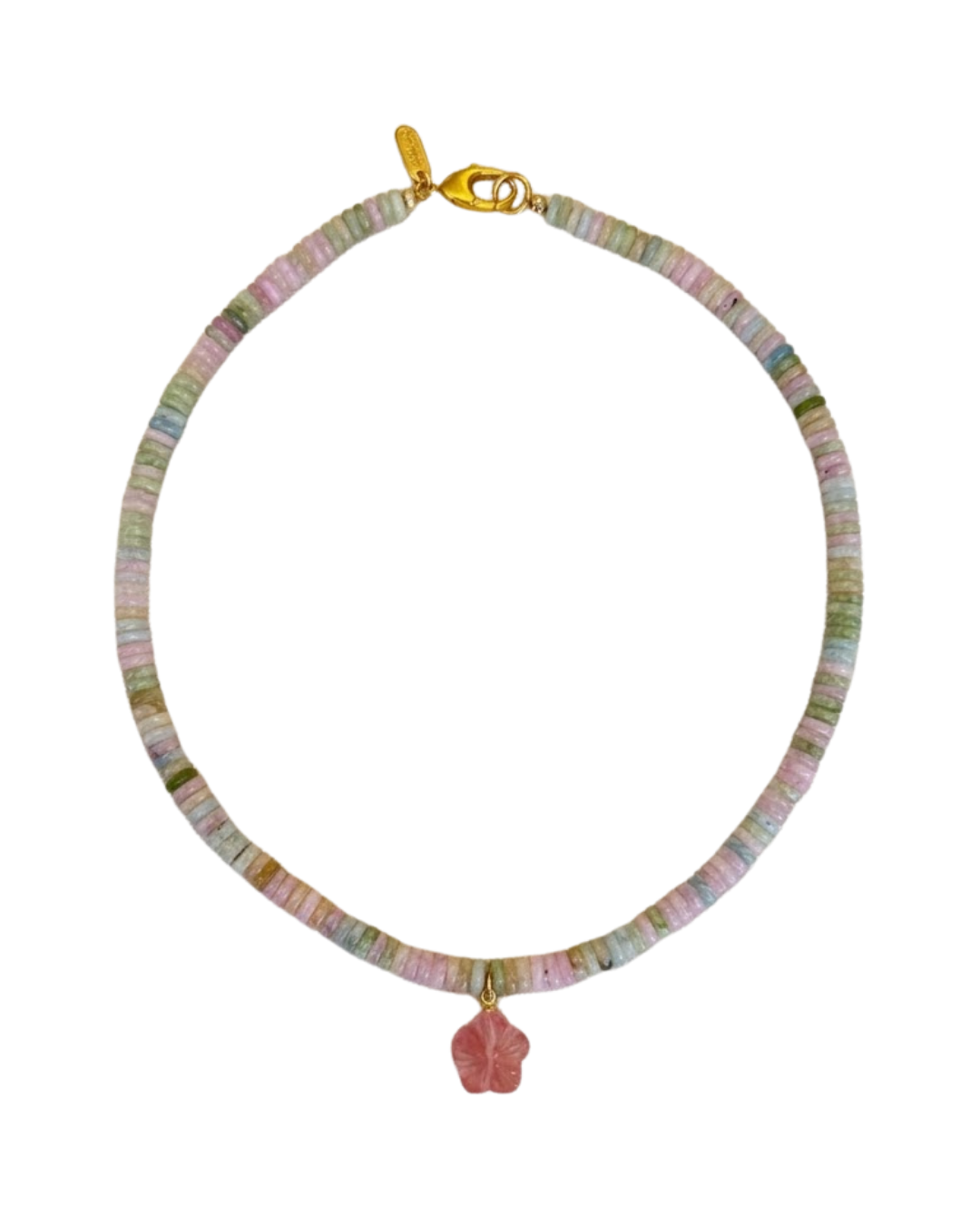 Rainbow Beaded Flower Necklace