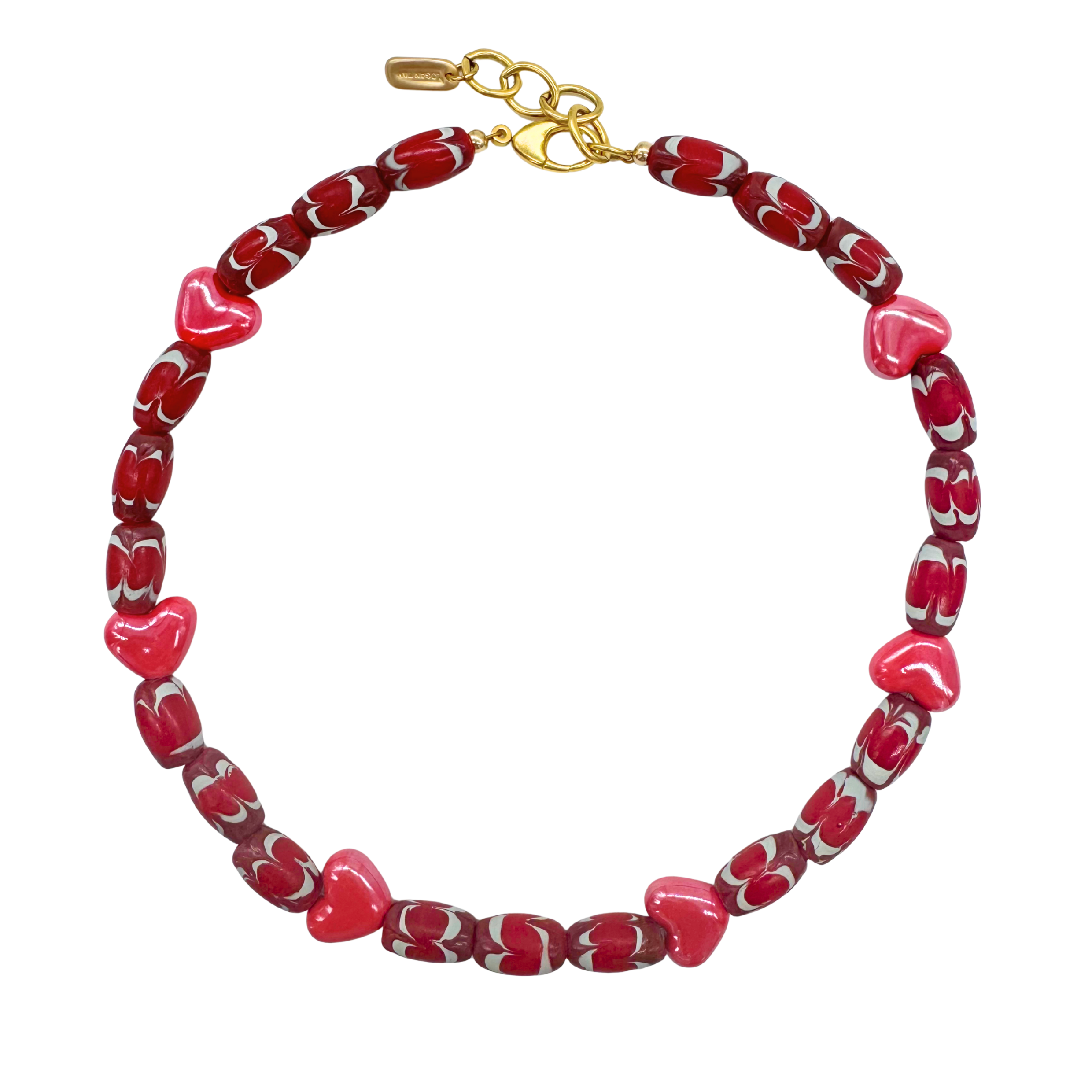 Red Marbled Heart's Necklace