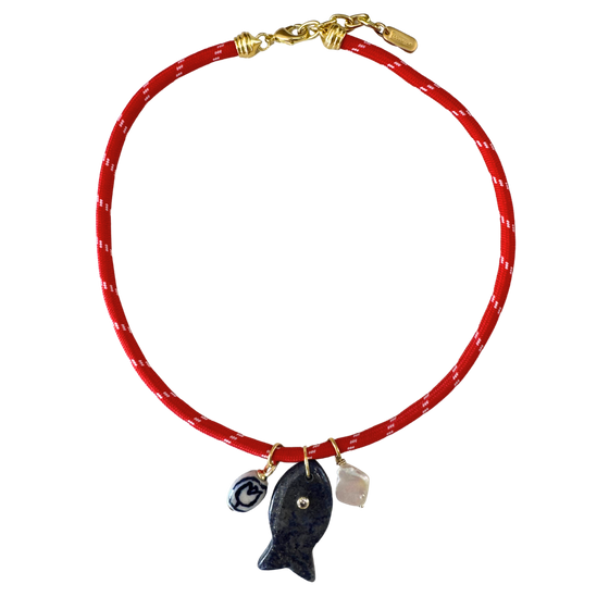 Red Paracord Fish Necklace