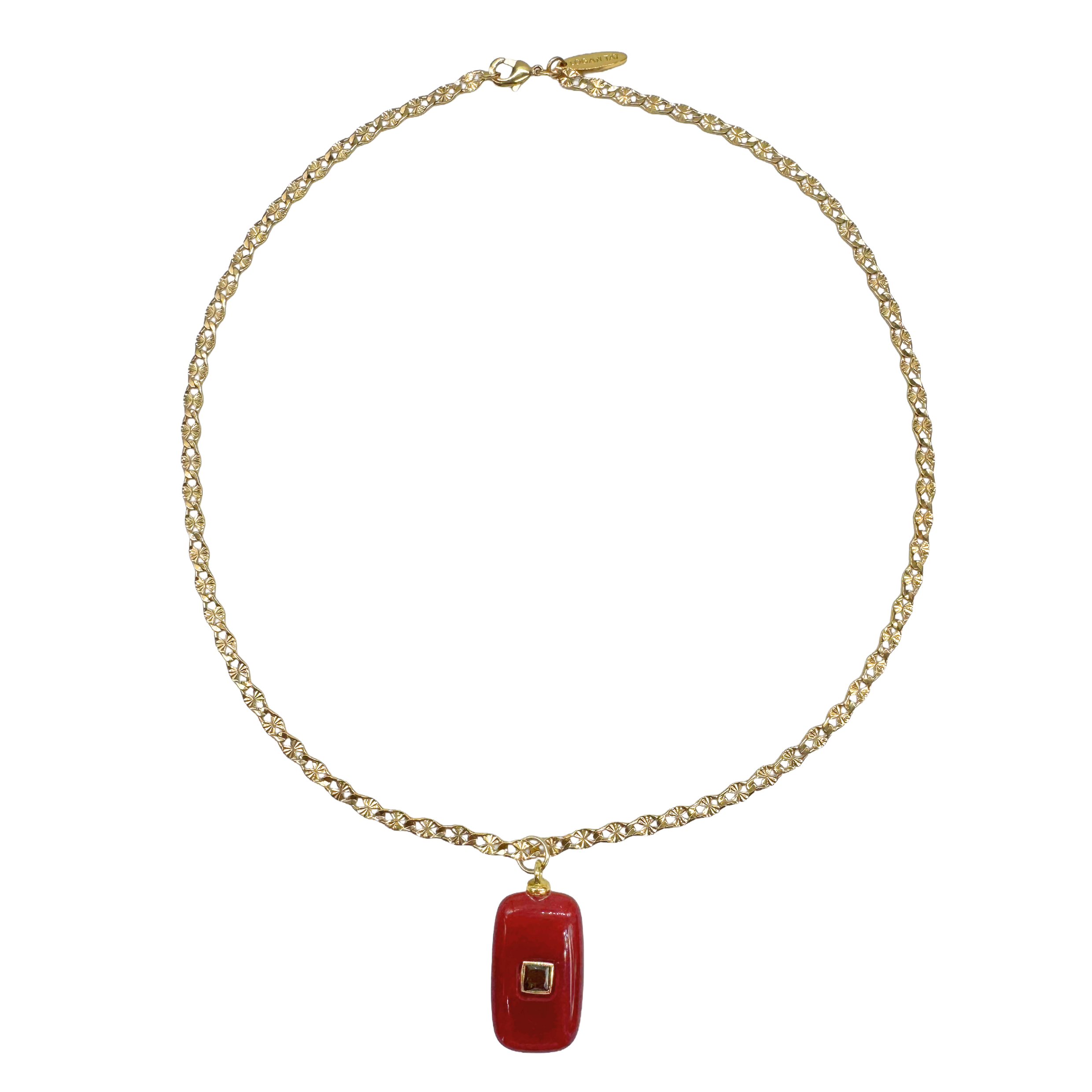 Red Stone Chain Necklace