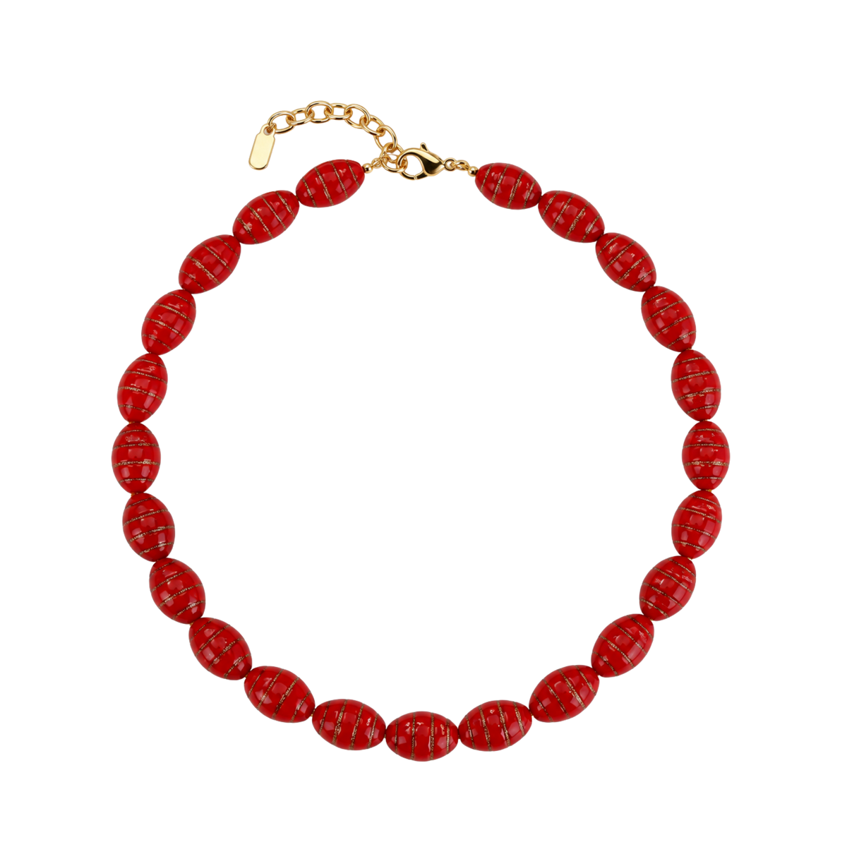 Red Striped Beaded Necklace