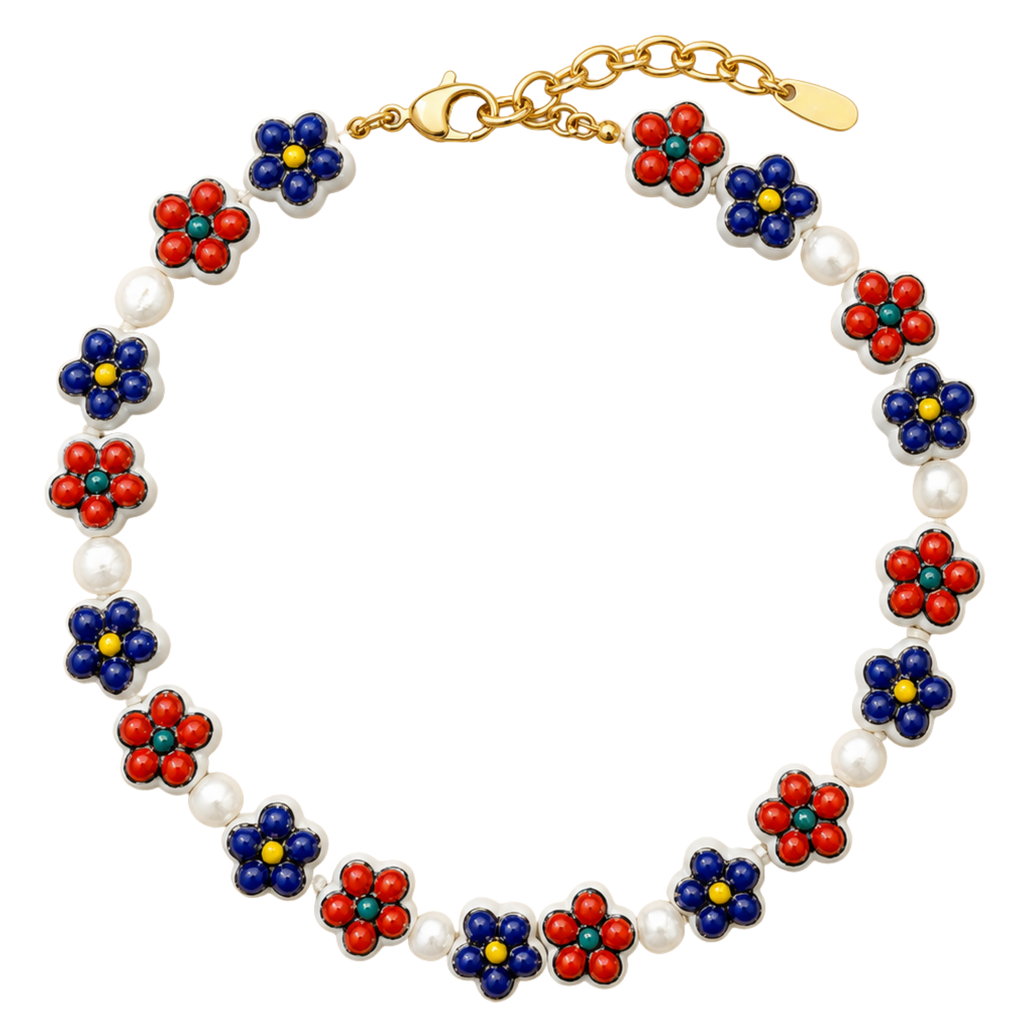 Red White & Blue Beaded Necklace