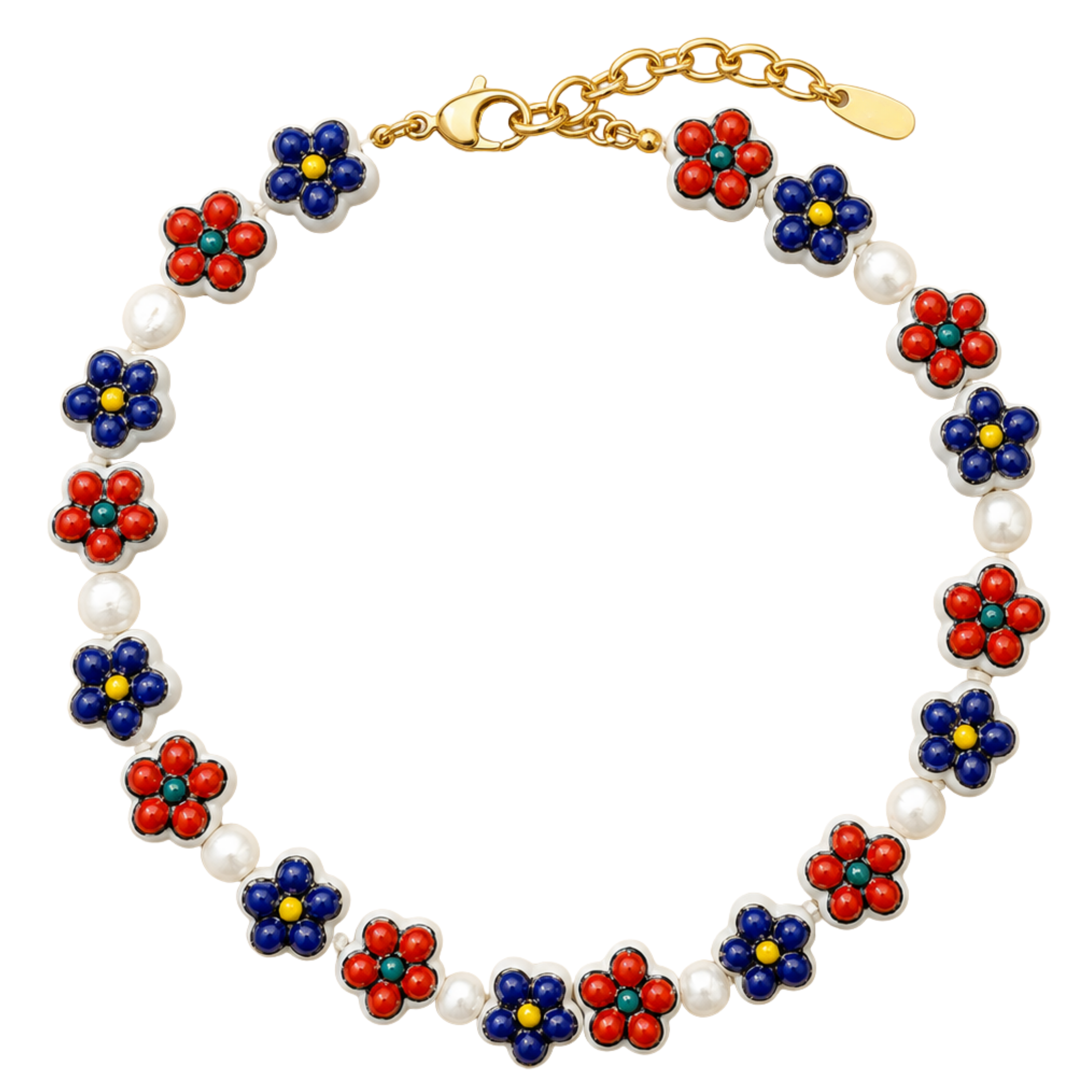 Red White & Blue Beaded Necklace