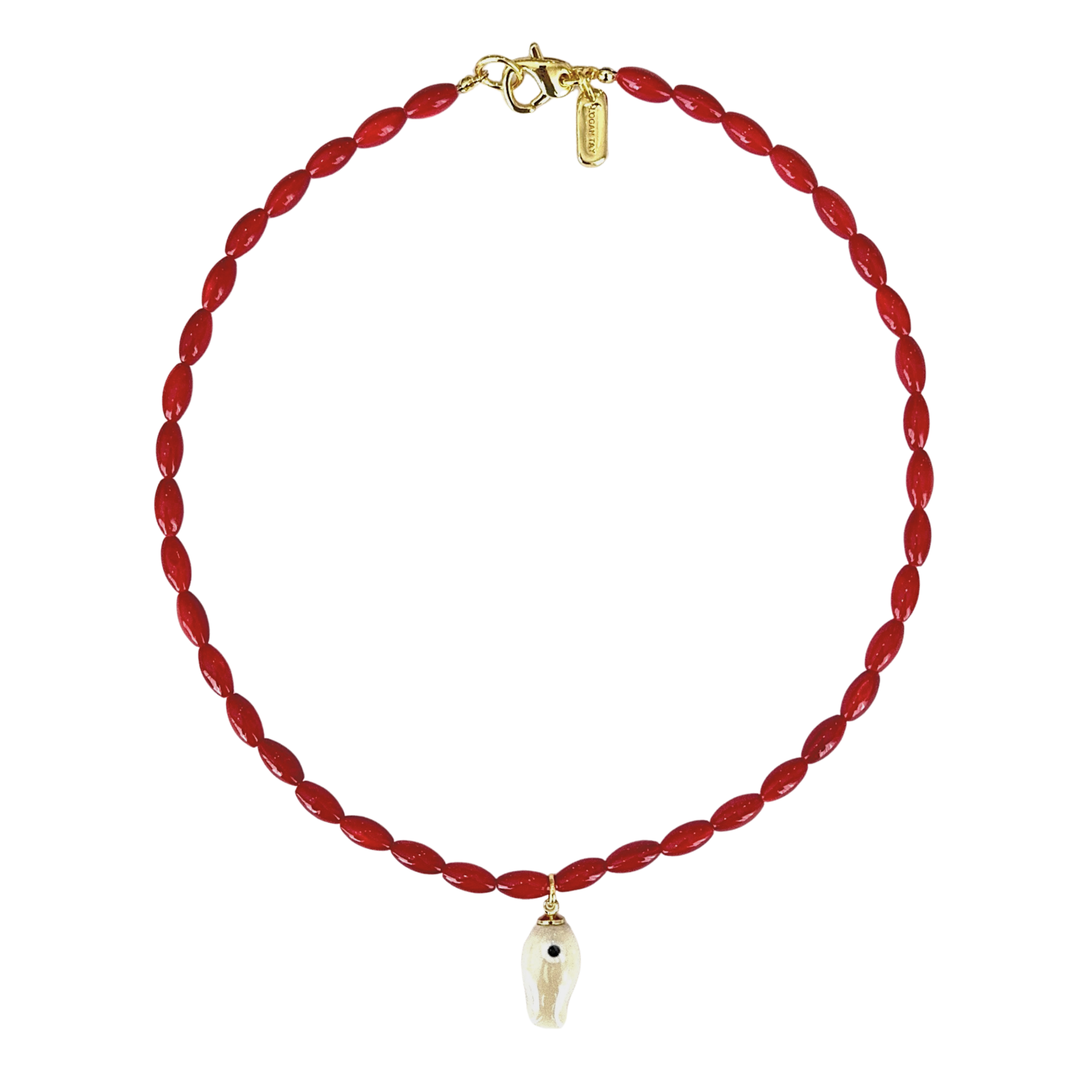 Red Beaded Fish Necklace