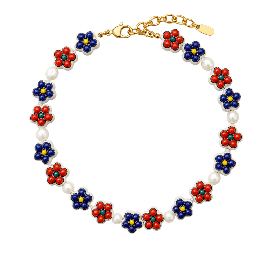 Red White & Blue Beaded Necklace
