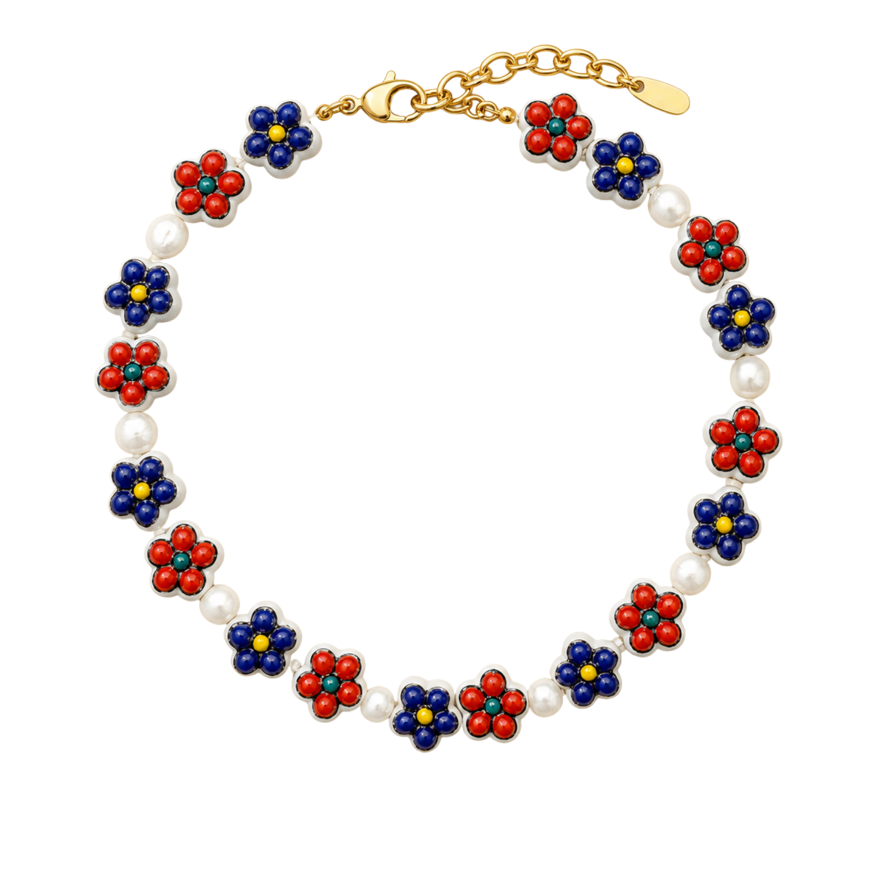 Red White & Blue Beaded Necklace
