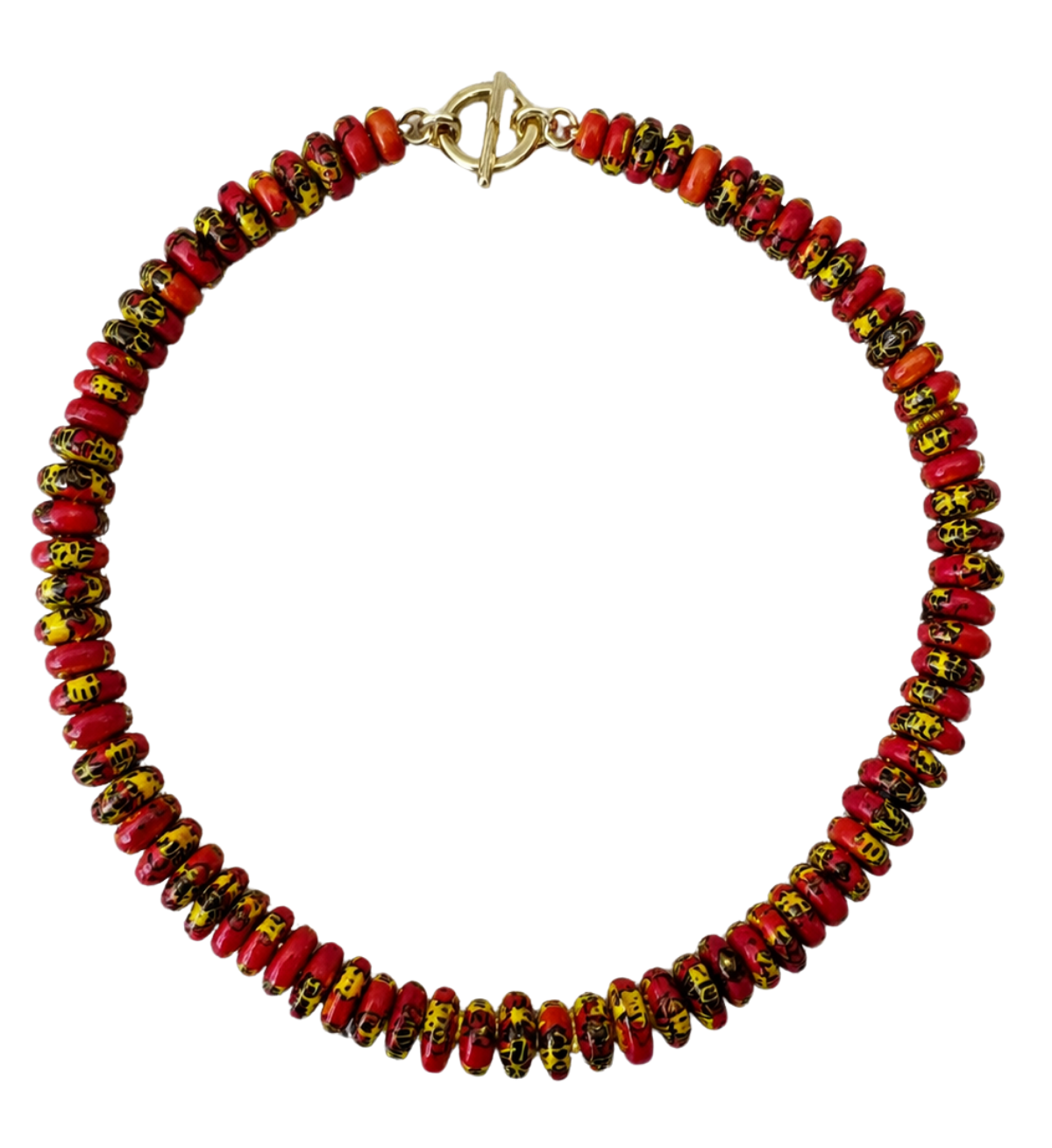 Red and Yellow Beaded Necklace