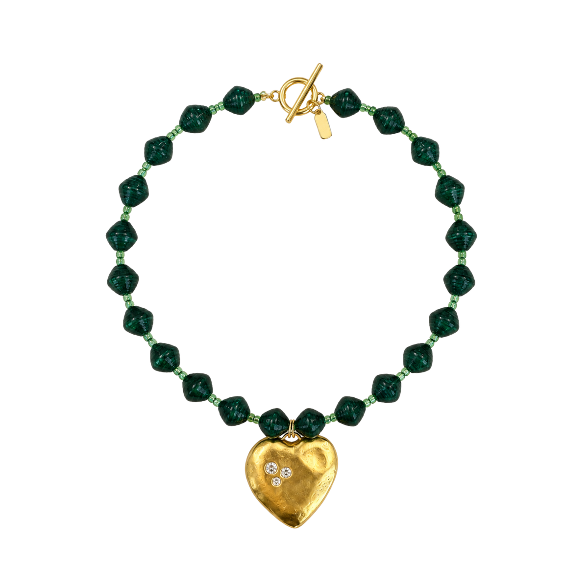 Rhinestone Heart Beaded Necklace