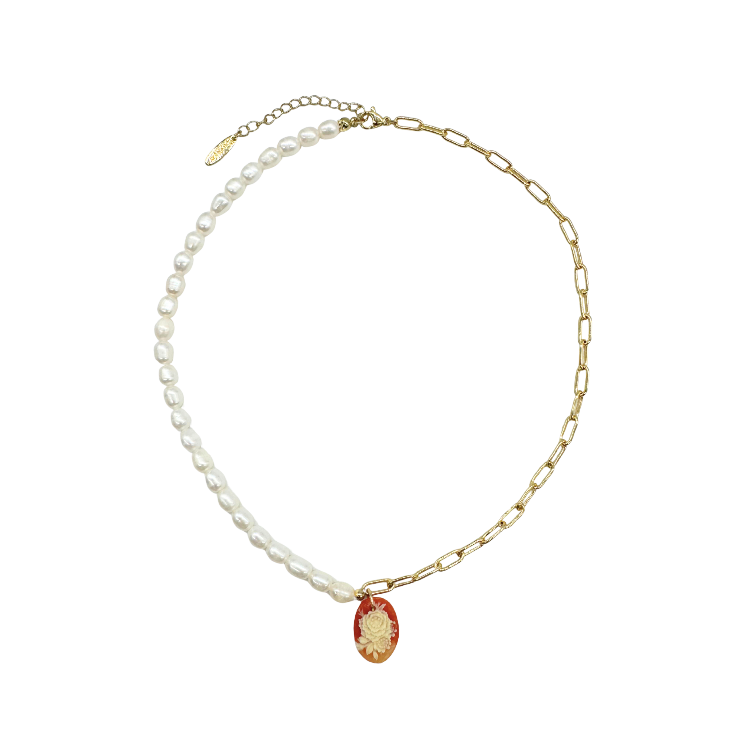 Rose Pendant Pearl Necklace