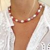 Rose Pink Beaded Pearl Necklace