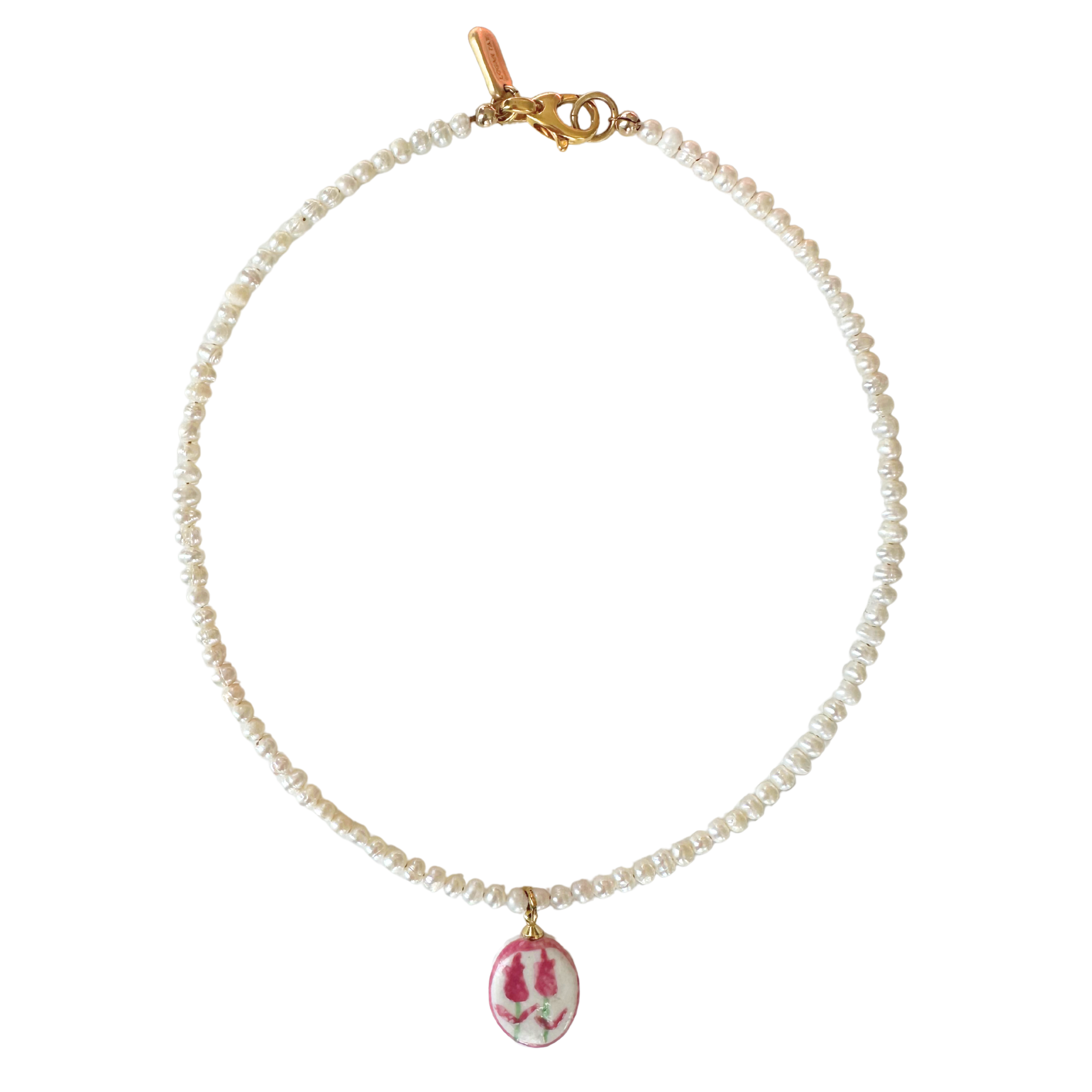 Rose Pendant Pearl Necklace