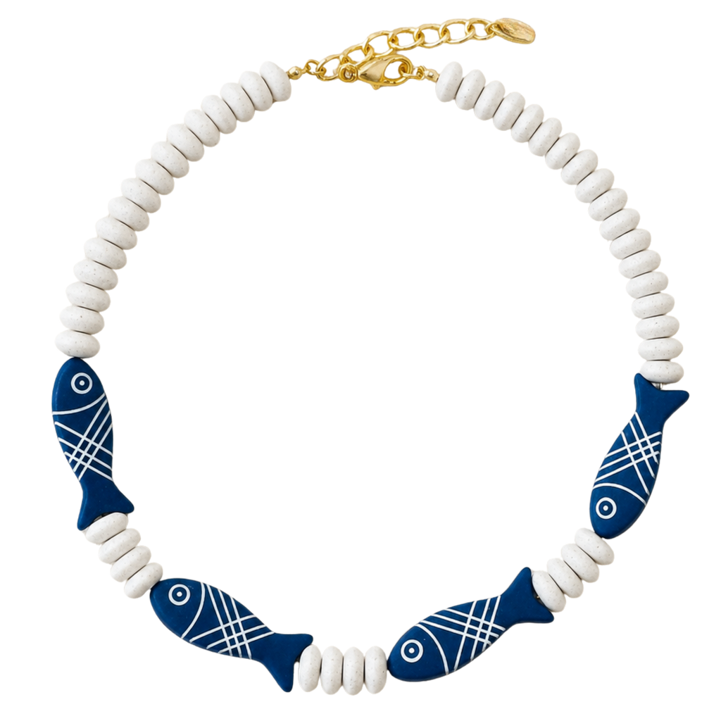 Sardina White Beaded Necklace